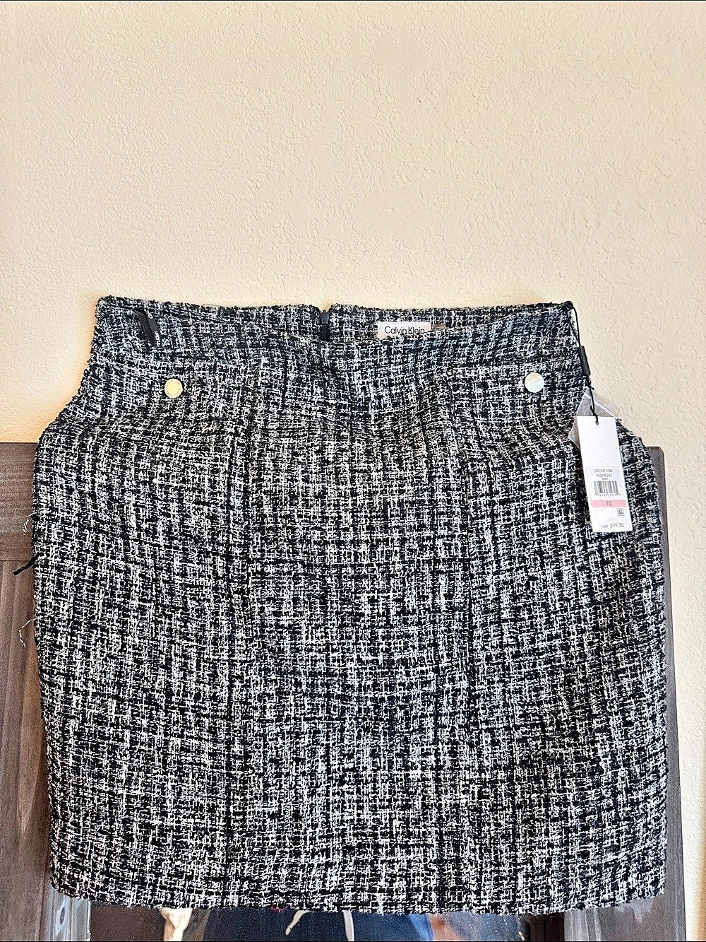Calvin Klein Tweed Mini Skirt Black & White Size 10